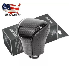 SHIFTIN Black Leather & Carbon Fiber Gear Shift Knob Shifter for 2016-2021 Lexus LX-570