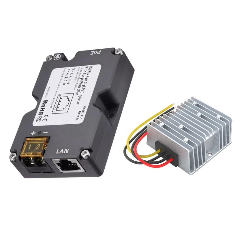 150W DC 48‑57V GigE PoE Injector with ABS Surge ESD