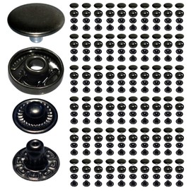 Megoto 10mm 655# Snap Fastener Stainless Steel Poppers Press Stud Cap Button for Bag Coats Marine Clothes Jackets Jeans Braccelets Gunmetal Black (50sets No Tools)