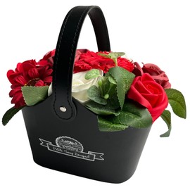 Red Petite Basket Soap Flower Bouquet - Soap Flowers For Birthdays - Flowers Gifts For Women - Mothers Day Flowers - Valentine Flowers Bouquet For Her & Flowers Bouquet Gift For Your Loved Ones.
