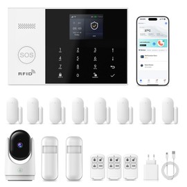 YBJ Alarm System for Home Security,15Piece DIY Kit with Motion Sensors Detectors,SOS Button,Remote,Door/Window Sensors,APP Insta Alert Compatible with Alexa,for Smart Life or Tuya APP,NO Monthly Fees