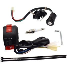Royitay 3 Function Left Starter Kill Light Switch Ignition Key Switch Spark Plug Assembly for 50cc 70cc 90cc 110cc 125cc TaoTao Chinese ATV Quad 4 Wheeler Dirt Bike SUNL Go Karts