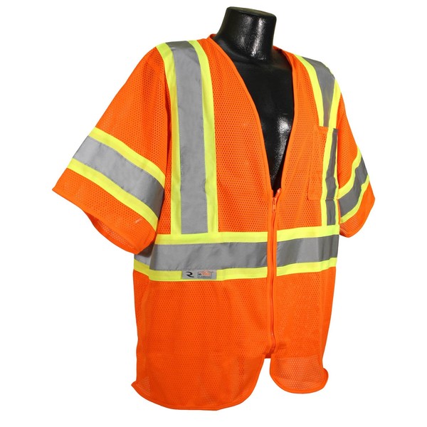 Radians SV22-3ZOM-2X Polyester Mesh Economy Class-3 Safety Vests with Two