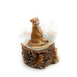 Onwomania Meerkat Surikate Scarrtier Height 6.5 cm Snow Globe Glitter Ball Shake Ball Multicoloured