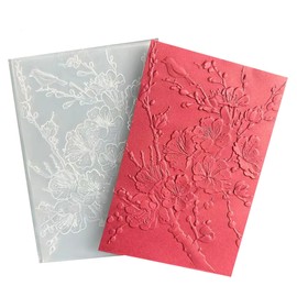 DIYology 3D Cherry Flowers Blossom Embossing Folder for Card Making, Sakura Flowers Plastic Texture Embossing Folder Template for DIY Paper Crafts Scrapbooking Polymer Clay Decoration