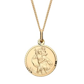 Old English Jewellers 9ct Gold on Silver St Christopher Pendant Necklace 16 18 20" Chain - Diamond Cut (18)
