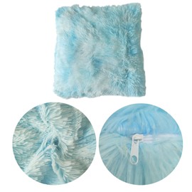 Bustlwor Pack of 2 Artificial Fur Cuddly Cushions, Faux Fur Cushion, Plush Cushion Cover with Fluffy, for Sofa, Chair, Living Room (Blue, 45 x 45 cm)