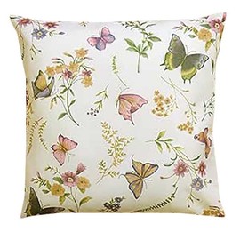 Kamaca Series Butterflies in a Flower Meadow in Cream with Delicate Pastel Shades A Gem in any Room, Polyester, Cream - Multi-coloured, Kissenbezug 50x50 cm