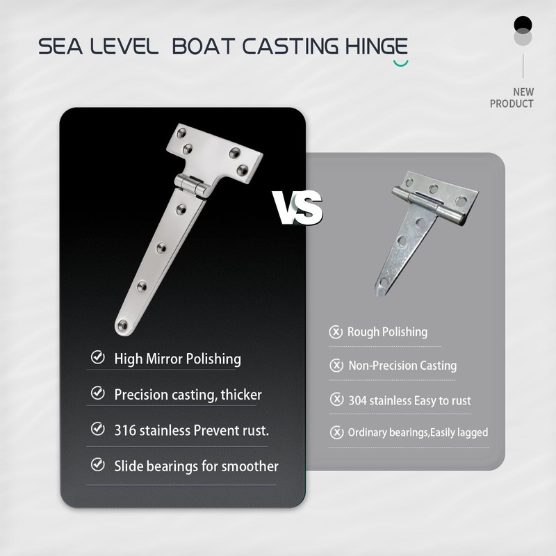 Laorde 316 Stainless Steel T Hinges Marine Grade 8'' x