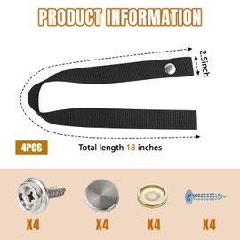 Wuyaoyao 4PCS RV Door Straps, 18 Inch RV Sliding Door Straps with 4PCS Button Snap, RVs Pocket Camper Door Long Security Strap, Locking Tieback Strap for Pontoon Boat Ladder Secure (4PCS)
