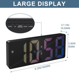 Digital Alarm Clock, LED Clock, Electronic Table Clock with Temperature Display, Travel Alarm Clock, Adjustable Brightness, 12/24H Display, for Home, Bedroom, Office, Children, Elderly