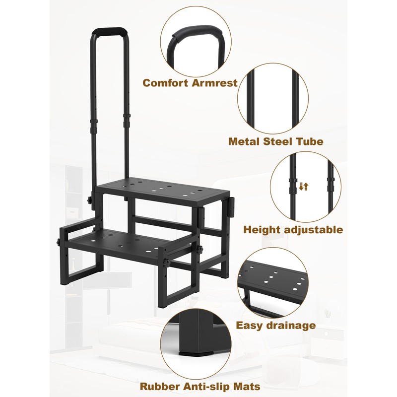Heavy Duty 2 Step Stool for Adults, Step Stool with