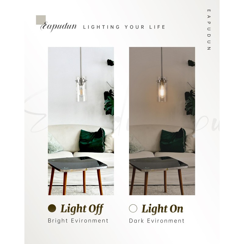 EAPUDUN Pendant Light (2 Packs), Kitchen Lights Ceiling Hanging, Kitchen
