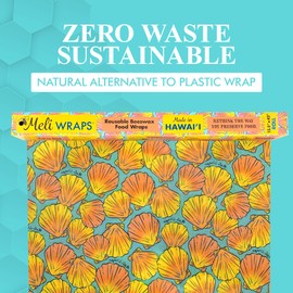 Meli Wraps - Reusable Beeswax Wrap Roll, Zero Waste Beeswax Wraps for Covering Food, Kitchen Roll for Food Storage, 13.5 x 42, Shells