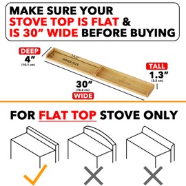 SpaceAid 30" Wide Kitchen Shelf Organizer for Stove, Magnetic Bamboo Spices Shelf for Home Stove Kitchen Storage Organization (Fit for Flat Top Only, Gray)