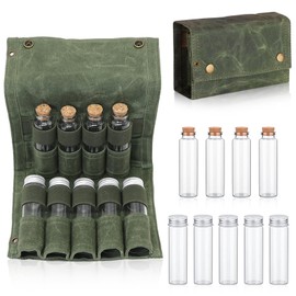 QESSUVNC 9 Pcs Spice Box Set with Portable Spice Bag Travel Spice Kit,Mini Spices Jars Set Seasoning Dispenser With Storage Bag,Seasoning containers Great for Camping, Travel, Bushcraft & RV