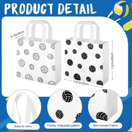 Sweetude 24 Pcs Volleyball Gifts Bags Non-woven Sport Party Favor Bags with Handles 8.7 x 8.7 Inches Ball Themed Goodies Candy Treat Packing for Sports Birthday Baby Shower Party Supplies