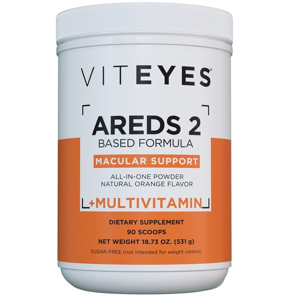 Viteyes AREDS 2 Powder + Multivitamin, Macular Protection, Alternative to AREDS 2 chewables, No Pills, AREDS 2 Drink, Eye Vitamins, Natural Orange Flavor, 90 Scoops (531 g)