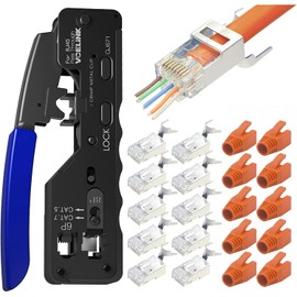 Glitfix RJ45 Crimping Pliers,Crimpzange set,GJ671BL Crimping Tool Kompatibel mit Den Modularen 8P8C Ethernet und 6P6C und 6P4C Telefonanschlüssen