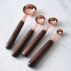 4Pcs/Set Stainless Steel Measuring Spoon Set Rose Gold with Wood