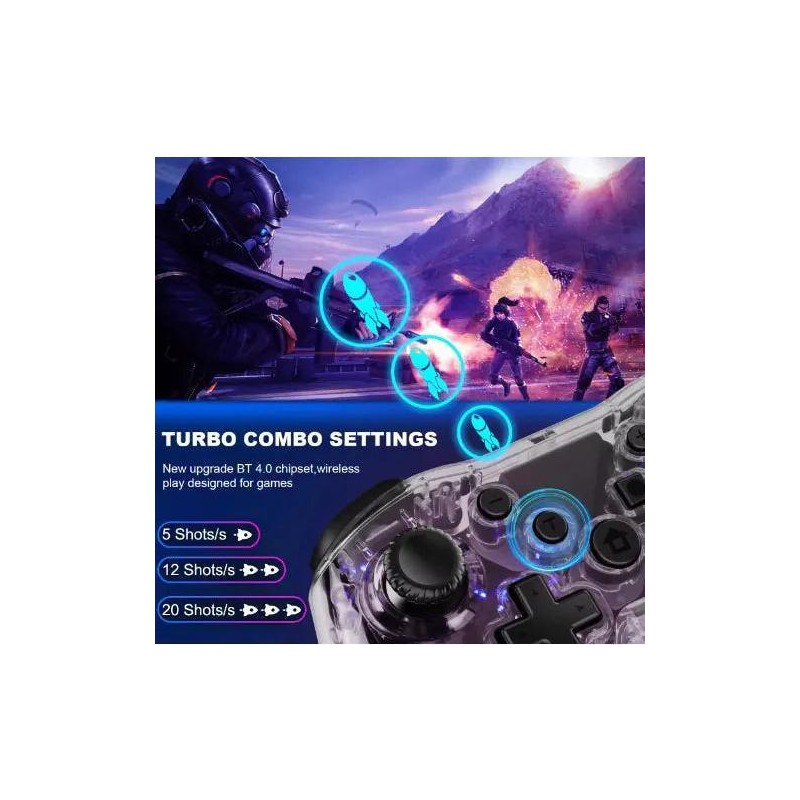 Wireless Gamepad Bluetooth Console - Color: Crystal