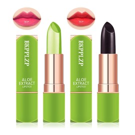 BKPPLZP 2 Pack Crystal Flower Jelly Lipstick,Magic Color Changing Lipstick,PH Clear Temperature Color Changing Lip Gloss,Lip Balm,Long Lasting Nourishing Moisturizing Lip Stick Set H