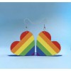 Rainbow French Wire Pride Heart Vegas Faux Leather Stamp Dangle