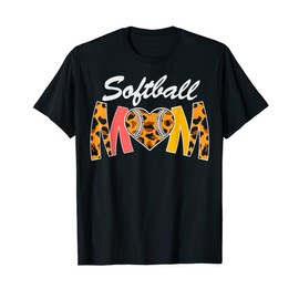 Softball Mom Leopard Print Vintage Mother's Day T-Shirt