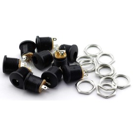 MEETOOT 10 Pack 5.5mm x 2.1mm 3 Pin Female DC Power Jack Panel Mount Screw Nut Kit DC Socket Electrical Plug