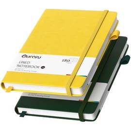 Oucaru Lined Journal Notebook, 2 Pack, 180 Pages, A5 Journals for Writing, 100 GSM Thick Paper, Small Notebooks Daily Journal for Women Men Work, Business, School, Travel Supplies