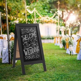 Casafield A Frame Chalkboard Sign, 40" x 20" Black Double-Sided Magnetic Menu Board for Restaurants, Sandwich Shops, Cafés, Sidewalks, Weddings