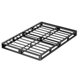 VIPSHOW 5 Inch Queen Metal Bed Frame Round Corner Low Platform Bed Frames 3500 LBS Heavy Duty Steel Slats Support Mattress Foundation No Box Spring Needed, Noise Free, Easy Assembly, Black