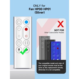 GOUYESHO New Replacement Remote Control for Dyson Pure Hot+Cool Fan Purifying Heater HP00 HP01, Part NO.967197-13 (Silver)