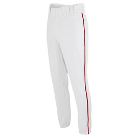 SSK Showcase Collection Flex Bottom Adult Baseball Pants | Adult Sizes Solid & Piped (US, Alpha, Large, Regular, Regular, White/Scarlet)