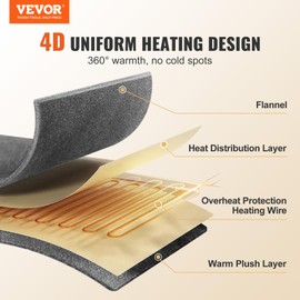 VEVOR Electric Heated Blanket, 50"x60", Twin Size Grey Heating Bed Blankets Throw, Soft Flannel & Sherpa with 3 Hours Timer Auto-Off, 5 Heating Levels, Machine Washable, ETL & FCC Certification
