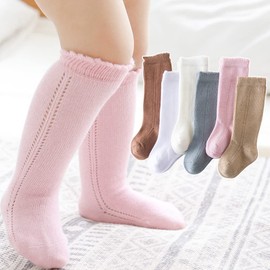 imKutie Newborn Baby Girls Knee High Socks, Infant Baby Cozy Breathable Mesh Dress Socks Cotton Knitting Stockings for 0-24 Months