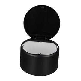 ABOOFAN 1pc Mini Trash Bin with Lid Press Type Desktop Garbage Storage Can for Office Home Bathroom Craft Room Stylish Black Rubbish Holder for Practical Use