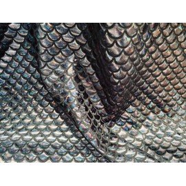 Mermaid Scale Fabric Fish Story Foil Iridescent Stretch Spandex Material - 150cm Wide - Black on Black (10cm x 15cm Sample)
