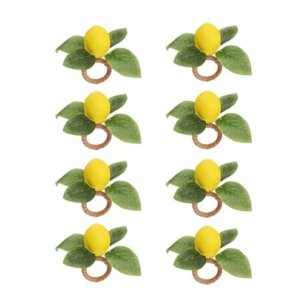 Lemon Napkin Rings Set of 8,Faux Lemon Napkin Rings Summer