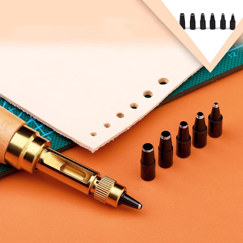 Yuentoen Japanese Screw Hole Punch,Automatic Hole Punch Drill Tool,6 Tip