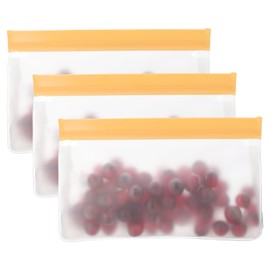 PATIKIL 8.7"x2"x5.3" Reusable Freezer Bag, 3 Pcs Leakproof Zip Food Storage Stand Up Bags Fridge Snack Vegetable Fruit Ice Container for Long-Lasting Freshness, Orange