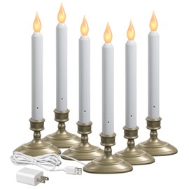 Xodus Innovations FPC1370P-6 Electric LED Plug-in Flameless Window Candle with New Hot Spot Technology and Dusk to Dawn Sensor and Choice of Warm or White Flame Color, Pewter/Silver, Pack of 6