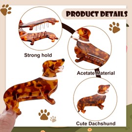 2Pcs Dog Hair Clips Claw for Women Girls Cute Small Hairpins Hairgrips Brooch Corgi Dachshund Bulldog Cute Non-Slip Hair for Teens