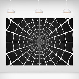Printspree Black Spider Web Backdrop - 5x3ft Superhero Themed Photography Background for Birthday Party Decorations Photo Booth Props Events Kids' Room Decor