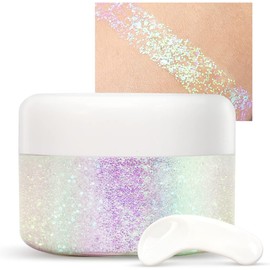 SPRINGSUGAR Gel Holográfico Con Purpurina Corporal para Cuerpo, Cara, Cabello, Labios, Maquillaje, Brillo Brillante, Duradero, Impermeable, Líquido, Lentejuelas para Mujeres y Niñas, Perfecto para Fes
