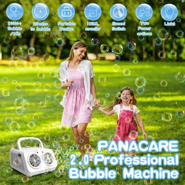Panacare Portable Automatic Bubble Machine, Professional Bubble Machine, 1500+ Bubbles per Minute, Electric Bubble Toy for Children/Wedding/Birthday Party (White)