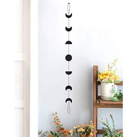 OCIOLI Moon Phase Wall Hanging Moon Phases Wall Art Moon Garland with Metal Chains for Wall Decor Bedroom Office Nursery Window Decorative Hanging Ornaments
