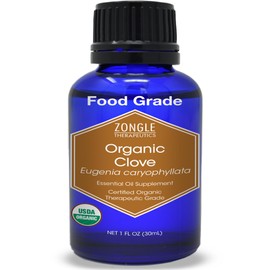 Organic, Clove Oil, Food Grade, for Teeth and Gums, Tooth Aches – 100% Pure, Clove, Bud, Essential, Oil, by Zongle Therapeutics, 1 OZ