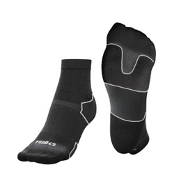 PODOKS Kompressionssocken Damen & Herren | Biomechanische Socken bei Metatarsalgie & Vorfußschmerzen | Stützstrümpfe mit Polsterung | Atmungsaktive Coolmax Sneaker Socken (Schwarz, 45-47)