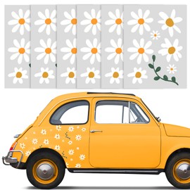 Daisy Flower Car Stickers, 6 Sheets Car Decoration Stickers White Daisy Car Stickers Daisy Stickers Flower Car Decoration Car Body Decals (White)